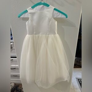 David’s Bridal satin flower girl dress with tulle skirt-ivory